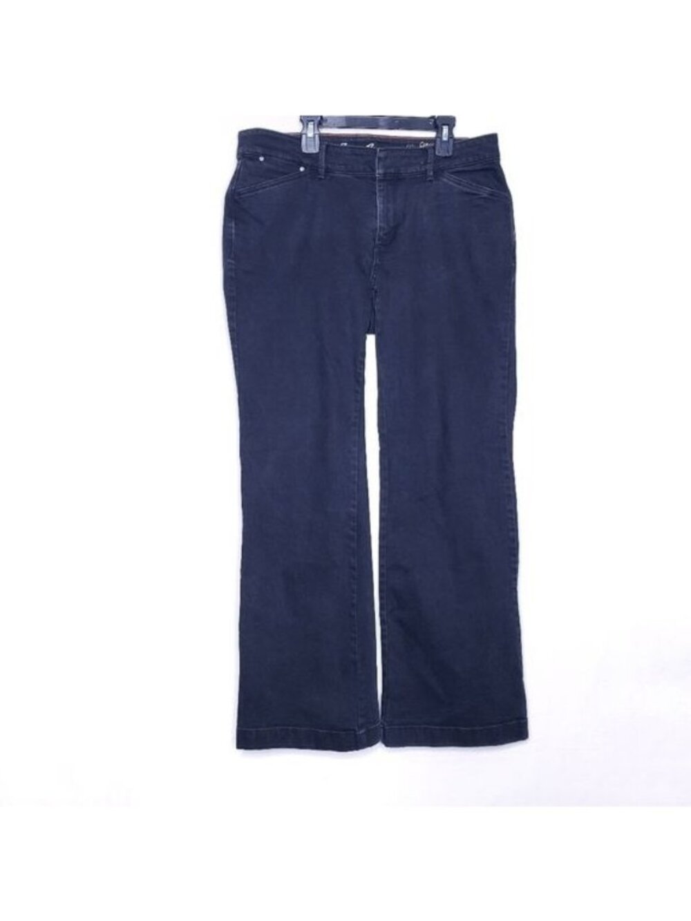 Eddie Bauer Black Denim Curvy Trouser Pants Flare Jeans Women's Size 10